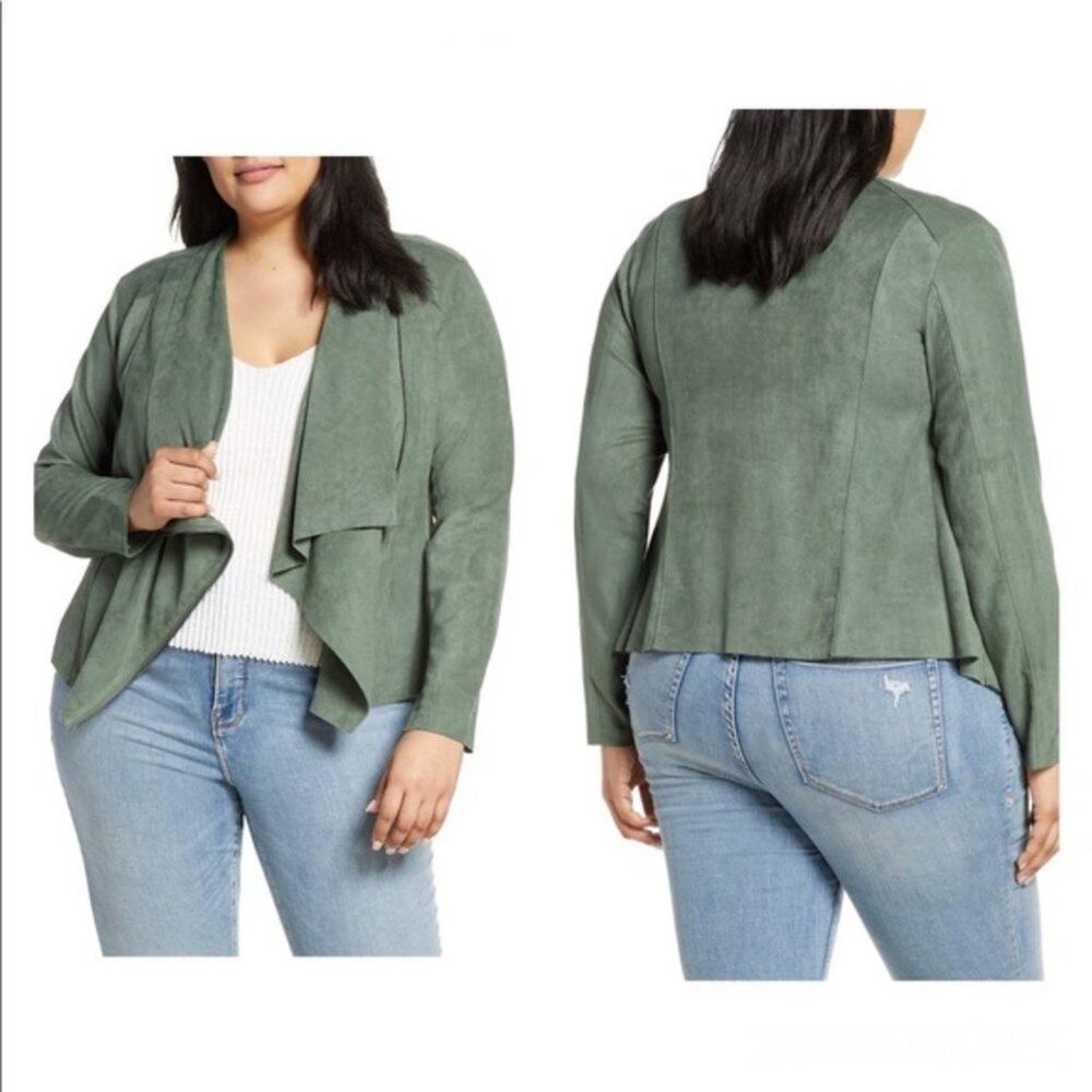 BLANKNYC Denim Faux Suede Drape Front Jacket 3X